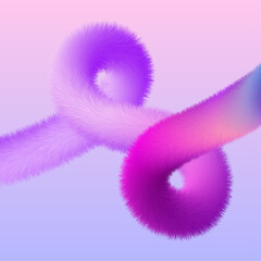Abstract fluffy 3d gradient liquid shape in vibrant purple and pink