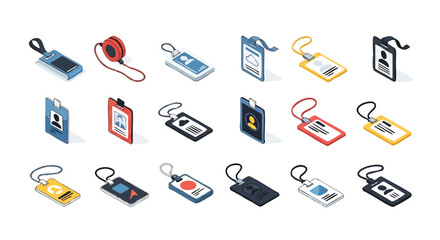 Isometric ID Badges and Lanyards for Workplace Identification and Security