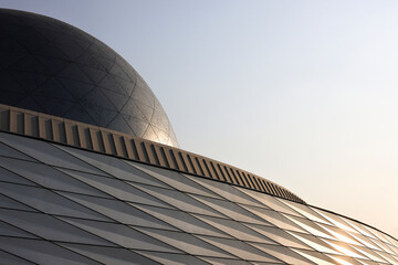 Modern architecture with geometric facade
