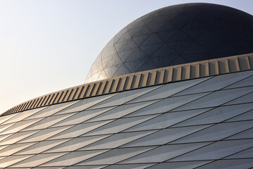 Modern architecture with geometric facade
