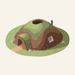 Charming Earth House Illustration: Sustainable Living in a Green Dwelling