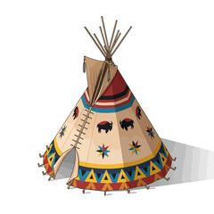 Stylized teepee illustration representing indigenous heritage and culture