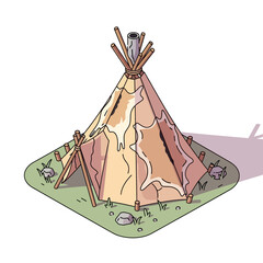 Stylized illustration of a native american tipi, cultural heritage symbol