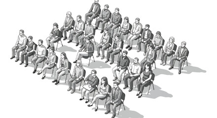 Diverse group of people sitting in chairs attentively attending meeting