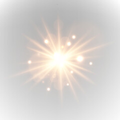 Naklejka premium Orange magical starburst explodes dynamically on a transparent PNG canvas. Sparkling particles illuminate radiant motion paths vividly. Perfect for cosmic or festive visuals.