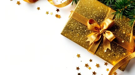 golden gift card on white background