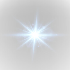 Blue energy burst shines on a transparent PNG canvas. Sparkling rays scatter along radiant paths vividly. Ideal for cosmic or magical compositions.