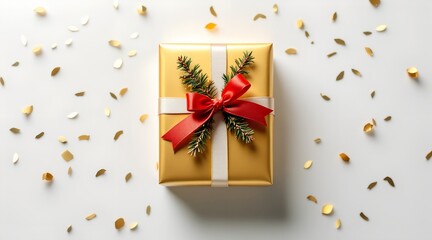golden gift card on white background