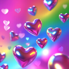 Vibrant 3D Rainbow Heart Background | Colorful Love Aesthetic Wallpaper.