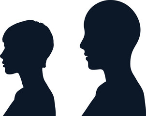 Abstract vector silhouette illustration of a couple's profile heads in love