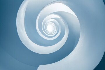 Fototapeta premium Spiral shape design on a blue background with abstract curves and lines