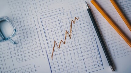 Naklejka premium Pencil and pen placed on a blank sheet of paper for writing and drawing purposes