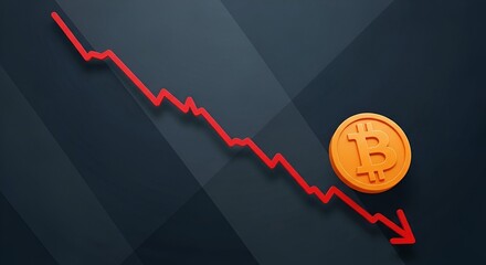 Bitcoin price drop represented by red line on dark background