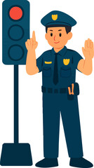 police at a red light