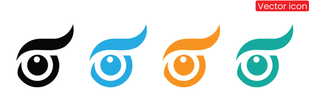 Creative eye logo set in diverse colors for modern branding,Eye icon set. Eyesight symbol. Hide and show password icons. Eyes open and closed vector icons. See and unsee eye icon set. - Powered by Adobe