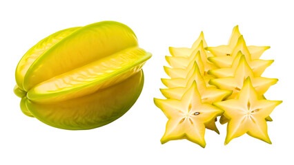 Starfruit whole and sliced, a flavorful tropical fruit treat delight