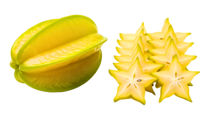 Starfruit whole and sliced, a flavorful tropical fruit treat delight