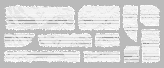 Torn Rip Edge Paper Collection. Cut Note Scrap Piece Frame. Ripped Sheet Page Texture. Vector Illustration