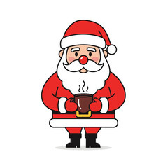 Cheerful Santa Claus holding a warm mug of a hot beverage, festive holiday illustration
