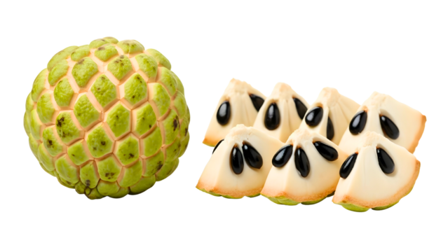 Delicious ripe sugar apple with juicy segments ready to eat now today