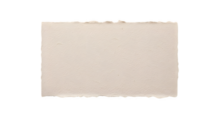 A beige rectangular piece of paper with a slightly torn or rough edge on a black background