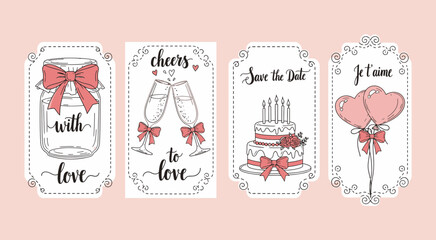 Elegant wedding invitation design elements with romantic flourishes and floral accents