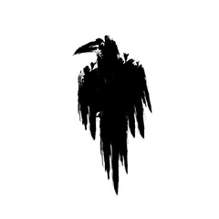 Naklejka premium Black raven or crow bird silhouette isolated on white. Vector illustration.