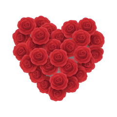 Heart Shaped Red Roses Design on White Background – Romantic Floral Concept