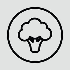 Illustrator Broccoli icon in circle healthy vegetable food Silhouette vector