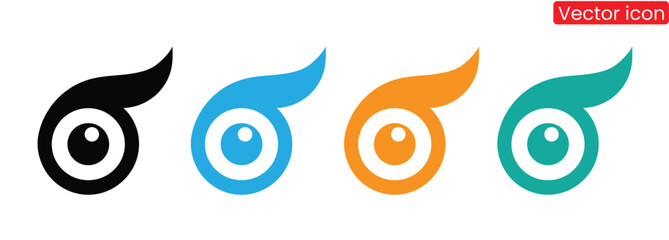 Creative eye logo set in diverse colors for modern branding,Eye icon set. Eyesight symbol. Hide and show password icons. Eyes open and closed vector icons. See and unsee eye icon set.