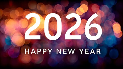 Happy New Year 2026 Festive Glowing Bokeh Graphic