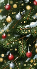 Obraz premium Nature Bokeh of Pine Branches for Christmas and New Year Atmosphere