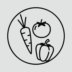 Illustrator Fresh vegetables carrot tomato pepper inside circle Silhouette vector