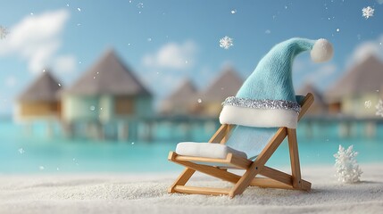 Tropical Beach Santa Hat on Mini Deck Chair