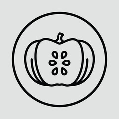 Illustrator minimalist outline pumpkin with seeds in a circle Silhouette vector