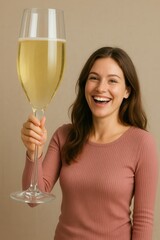 drunk girl with a giant glass in hand