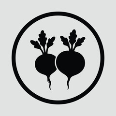 Illustrator Two beets in a circle frame Silhouette vector
