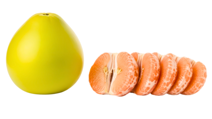 Delicious pomelo fruit and slices offer fresh tropical taste sensation