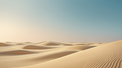 Vast Desert Dunes at Sunrise/Sunset with Clear Sky - AI Generated Landscape