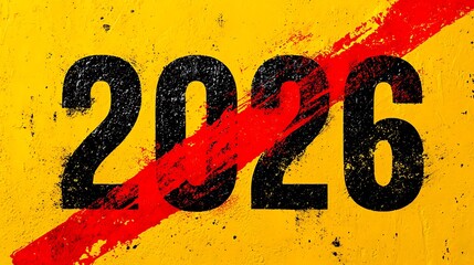 2026 Bold Distressed Numbers with Red Slash Graphic
