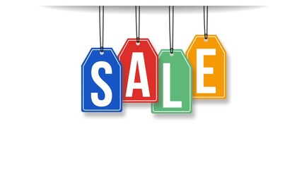 Dynamic sale promotion with colorful price tags for retail marketing, seasonal discounts, and limited-time offers drawing attention to huge savings now - Powered by Adobe