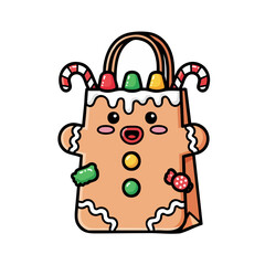 Festive Gingerbread Man Treat Bag with Candy Accents.