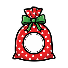 Festive Red Polka Dot Gift Bag with Green Bow.