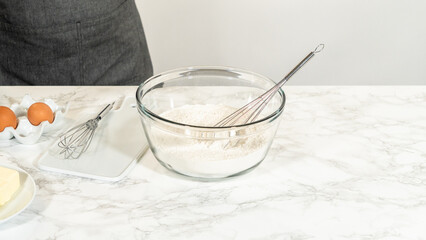Whisk in Bowl of Cookie Flour Mix
