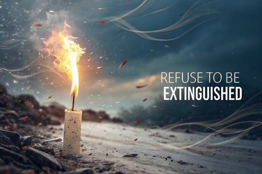 A Candle Flame Burns Steadfastly Through a Fierce Windstorm