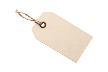 Blank paper price tag with string isolated on transparent background