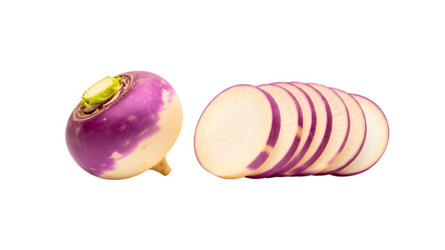 Fresh sliced turnip root vegetable ready for a healthy gourmet recipe