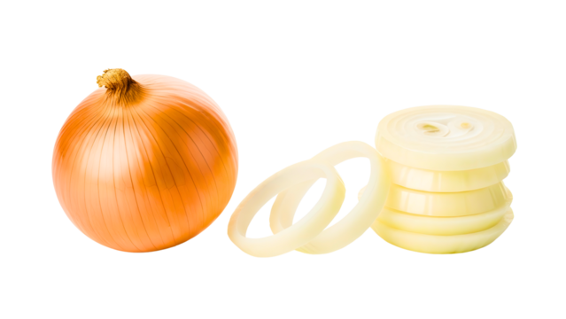 Fresh onion and slices ready for cooking delicious recipes at home