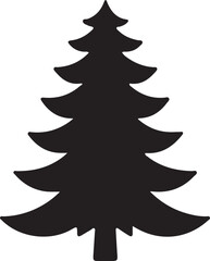 Obraz premium Monochrome Illustration of Pine Tree Silhouette on a Transparent Background Evergreen Plant Graphic Element for Design and Decoration Vector
