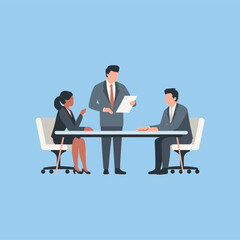 Business people having meeting in board room brainstorming business strategy professional executive managers discussing project ideas at conference table